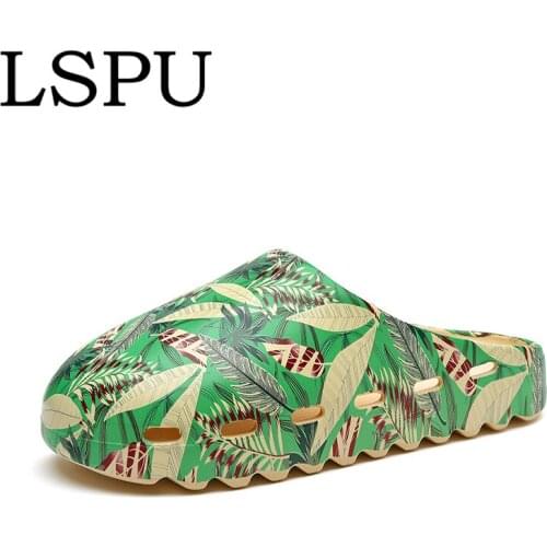 Unisex Leaves Inspired Yeez Slides Slip On Breathable Water Beach Sandal Lightweight Summer Slippers Men & Women Plus Size 35-46