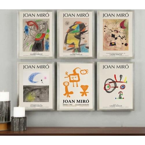Modern Joan Miro Surrealism Art Posters And Prints Canvas Painting Pictures On The Wall Abstract Personnage Home Decor Cuadros