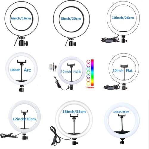 Photography lighting 8inch 10inch 12inch LED Light Ring Lamp phone clip Youtube Video Live Photo Studio Makeup Light For Phone