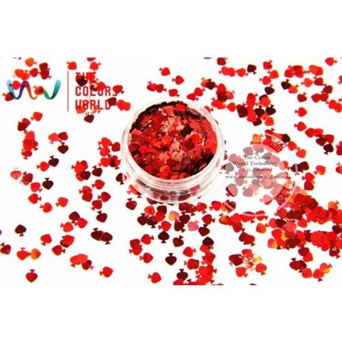TCA300 Laser Red Color Spades 5MM Size Glitter dust ,Specular luster glitter for nail,tatto,Art decoration and others