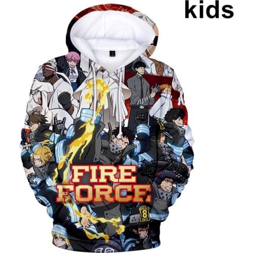 3 To 14 Years Kids Hoodies Fire Force Season 2 Printed Hoodie Sweatshirt Boys Girls Fashion Anime Jacket Coat Children Clothes