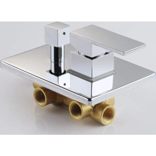 Three Function Single Handle Square Shape Solid Brass Wall Mount Shower Mixer Control Valve and Shower Faucet BR-9113