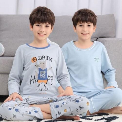 Spring Kids Boys Pajamas Sets Animal Pyjamas Teen Girls Sleepwear 100% Cotton Teenage Clothes Children Home Clothes Nightwear