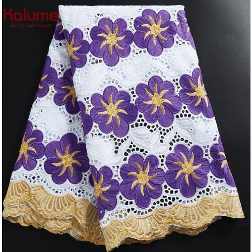 Kalume High Quality African 100% Cotton Lace Fabric Fashion Nigerian Dubai 100% Cotton Lace Fabric For Sewing Occasion H2308