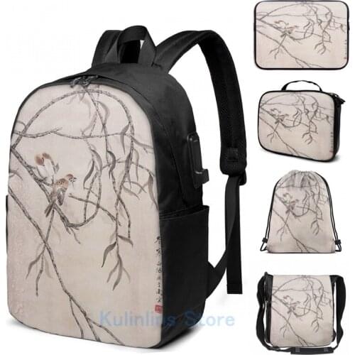 Funny Graphic print Little Rest in a Willow USB Charge Backpack men School bags Women bag Travel laptop bag