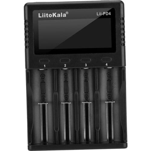 Lii-PD4 4 Slots Lithium Battery Charger for 26650 21700 20700 18650 18490 18350 LCD Display Compact