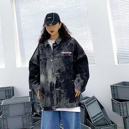 2020 Fashion The New Loose Gradient Letter Printing Wild Denim Jacket Free Shipping