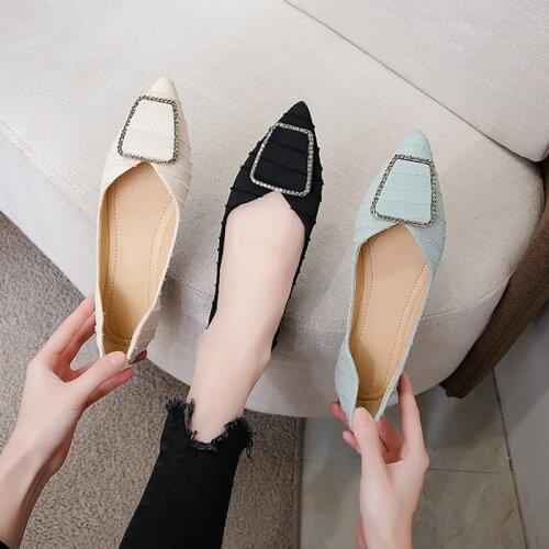 Spring Summer Women Flat Shoes Big Size Pointed Toe Fashion Comfortable Sweet Fabric Casual Shoes Soft Sole Lady Slip-on Loafers
