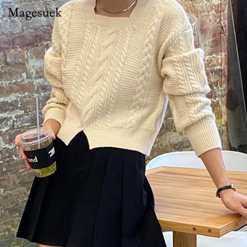 Vintage Knitted Streerwear Sweaters Korean Autumn Winter Fashion Sweaters Women Casual Solid Cotton Long Sleeve Pullover 17255