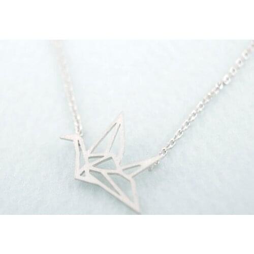 Daisies 1PC Paper Crane Origami Necklace Chain Simple Style Silver Plated Statement Jewelry Travel Essentials Women Girls Gift