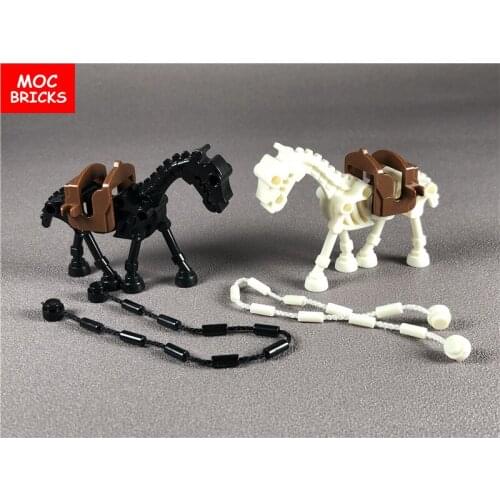 10pcs/lot MOC Bricks White & Black Skull Horse Saddle Educational Building blocks bricks Assembled Toys for children gifts