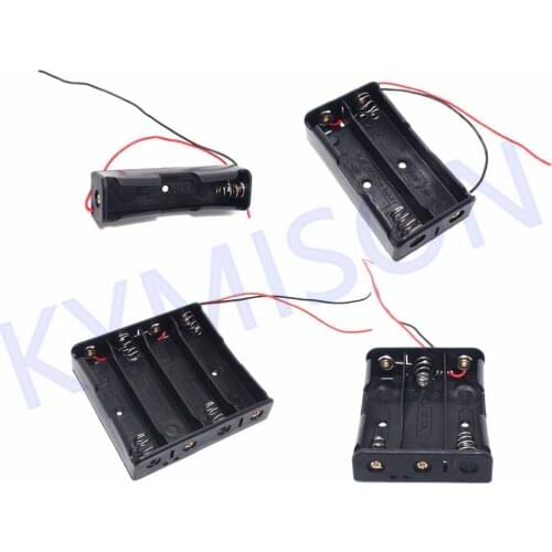 18650 Battery Box Black Plastic 1x 2x 3x 4x Storage Case 18650 1 2 3 4 Slot Way DIY Batteries Holder Container With Wire Lead