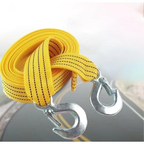 3Ton 3m Powerful Car Towing Rope Auto Tow Cable Strap Bind Pull Rope with Hooks Towing Ropes Suitable for Car Motorcycle Vehicle