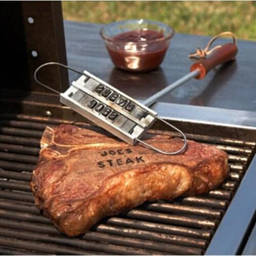 43cm BBQ Branding Iron Tong DIY Barbecue Letter Printed BBQ Steak Tool Meat Grill Forks Barbecue Tool Accessories rotisserie