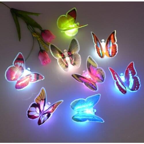 5pcs Led Colorful Changing Butterfly Glowing Wall Stickers Night Light Lamp Home Decor For Fridge Diy Party Desk Stickers
