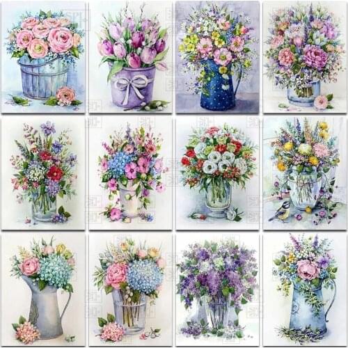 Diy Diamond Painting Flower Arrangement Art Picture 5D Diamond Embroidery Full Drill Mosaic Cross Stitch Home Decoration Gift