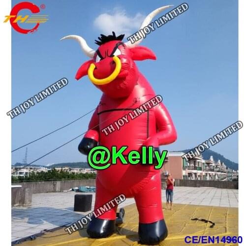 Free shipping red inflatable rhinoceros for outdoor advertising, pvc tarpaulin durable inflatable cartoon for sale