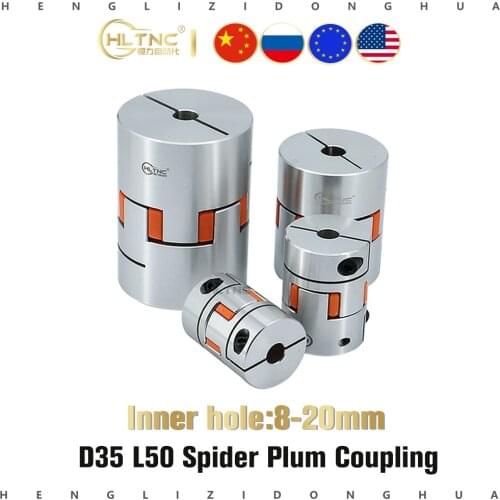 CNC D35L50 3Jaw servo Motor Couplers Flexible Star Spider Plum Elastic Shaft Coupling With Dia 8mm to 20mm for engraving machine