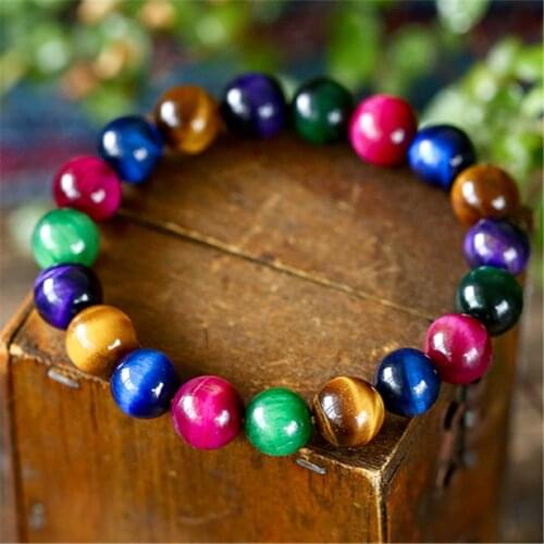 Colored Tiger eyes Beads Bracelet Men Women Charm Natural Stone Braslet For Man Women Handmade Yoga Meditation Jewelry Pulseras