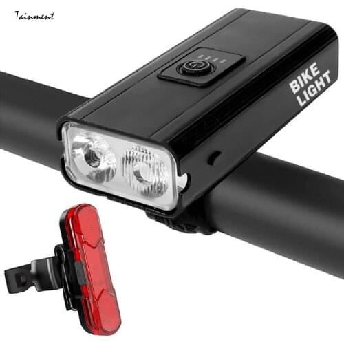 T6 Bicycle Headlight 1200 Lumens USB Rechargeable Cycling Lamp MTB Road Mountain Bike Rear Tail Light Super Bright Bike Lights