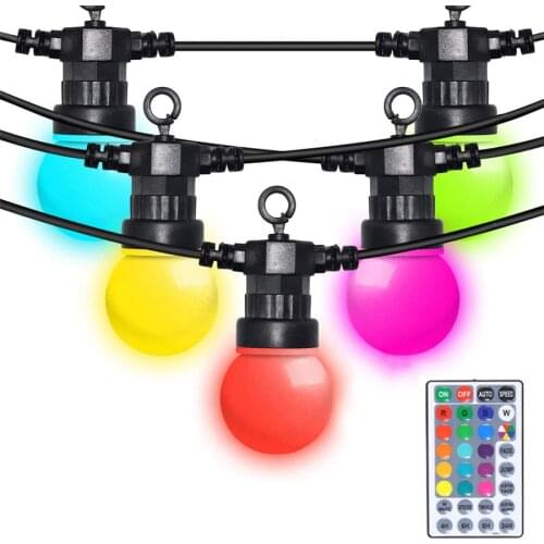 Thrisdar RGB G50 Globe Patio String Light With Remote 10/15LEDS Outdoor Chrismtas Fairy Light Holdiay Backyard Garland Light