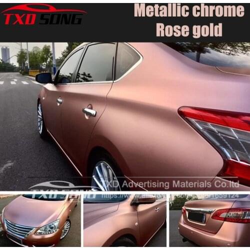 Chrome metallic matte rose gold Vinyl Wrap Film Satin Metallic Metallic Grey Car Body Wrapping Foil Car Sticker Rose gold film
