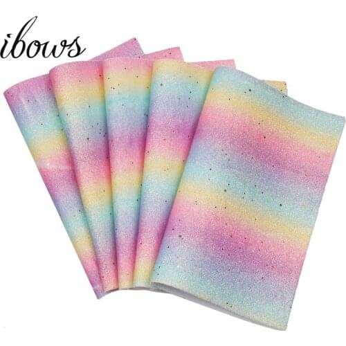 IBOWS 22*30cm Chunky Glitter Synthetic Leather Fabric Sheet Rainbow Shiny Glitter DIY Hairbow Accessories Handmade Bag Materials