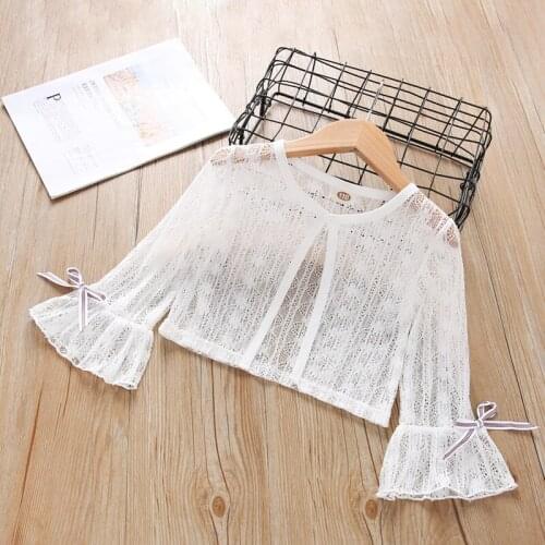 Girls Cardigan Child Shawl Clothes Summer Kids Baby Thin Sunscreen Cloak Princess Hollow Cardigan Children Tops Clothing Fashion
