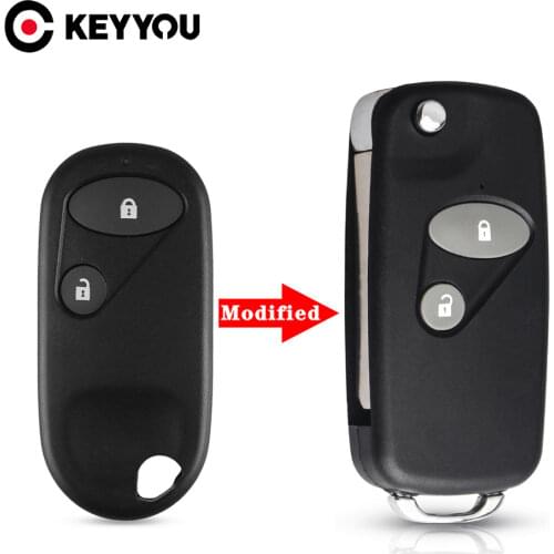 KEYYOU For Honda Accord Civic HRV CRV S2000 Jazz 2/3 Buttons Replacement Modified Car Remote Folding Filp Key Shell Fob Case
