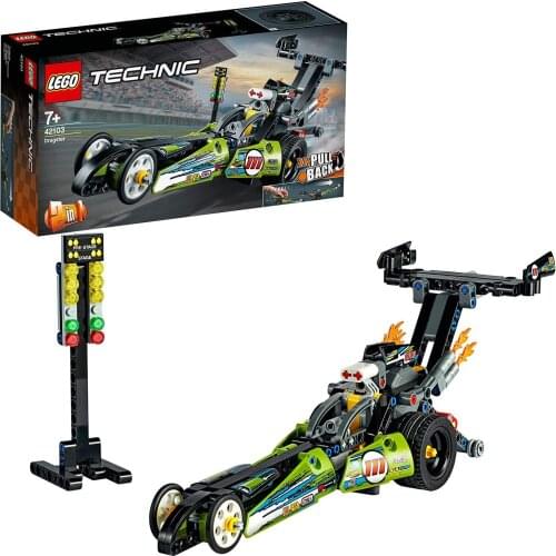 LEGO Technic Dragster Race Car Pull & Drop Toy Race Set 42103 (225 Pieces)