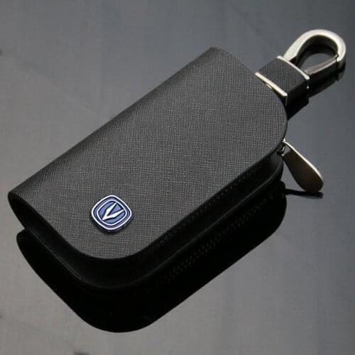 Leather Car Key Bag Holder Cover For Changan CS75 CS55 CS35 CS95 CS15 CX70 Alsvin V5 V7 Zipper Protection Key Case With Logo