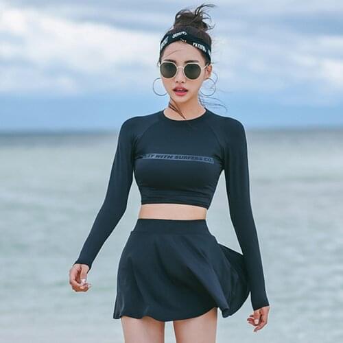Swimdress High Waisted Bathing Suits Swimwear Womens Rashguard Kitesurf Swimming 2019 New Arrivals Block Movement Long Sleeve