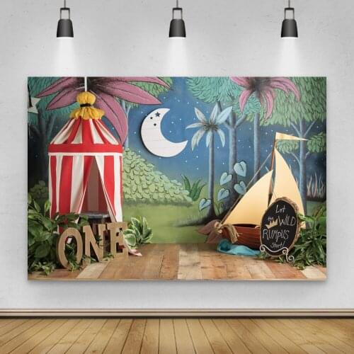 Laeacco Forest Wildlife Party Tent Boat Birthday Scene Wooden Floor Photographic Backdrop Background For Photo Studio Photocall