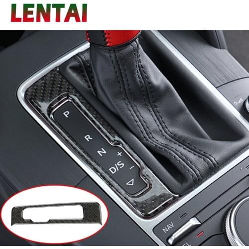 LENTAI Auto Car Styling Carbon Fiber Interior Gear Shift Knob Panel Frame Sticker For Audi A3 8V 2012-2015 2016 2017 Accessories