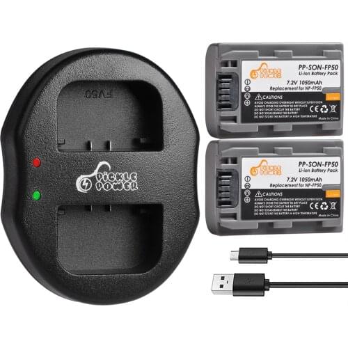 2Pcs NP-FP50 NP-FP51 Camera Battery +Dual USB Charger for Sony NP-FP70 NP-FP90 DVD HandyCam DCR-DVD105 DVD202E DVD92 SR100 HC18E