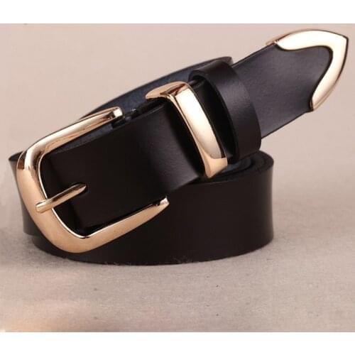 Womens genuine leather belts Designer Top quality Metal alloy buckle belt ladies pure color casual decoration jeans all-match
