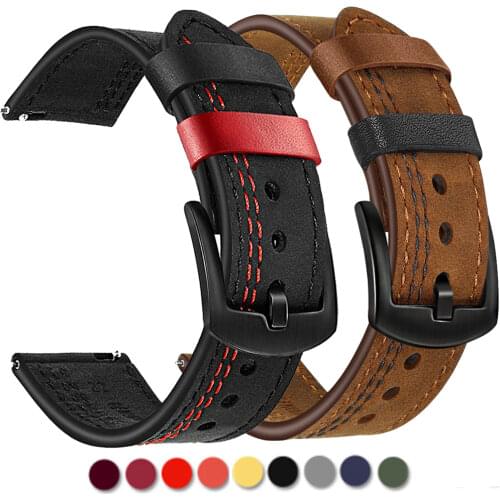 20mm 22mm strap For Correa Amazfit GTS 2e Mini GTR 42mm/47mm/GTR2/2e/stratos 3 leather belt Bracelet Amazfit bip/pace Watch band