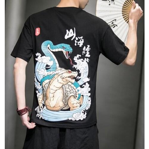 Kimono Shirt Men Asian Clothes Harajuku Japanese Top Samurai Cosplay T-Shirt Kimono Streetwear Summer Hipster Tops FF2733