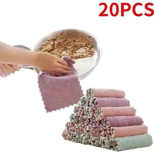 20pcs Super Absorbent Microfiber Kitchen Dish Cloth High-efficiency Tableware Household Cleaning Towel Kitchen Tools Gadgets