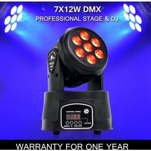 Lyre DJ Moving Head DMX Stage Lights Mini Wash 7X12W RGBW Rotating Disco Light For LED Dance Floor Night Club