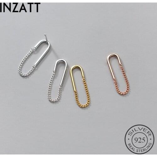 INZATT Real 925 Sterling Silver Chain Stud Earrings For Fashion Women Fine Jewelry Hiphop Animal Minimalist Accessories