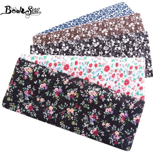 Sewing Cloth Home Textile Black 100% Cotton Fabric Plain Patchwork Scrapbooking Pretty Flowers Design Decoration Fat Quarter CM