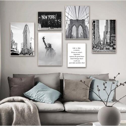 Nordic s And Prints Wall Art Canvas Painting Famous Scenery New York Statue Of Liberty Black White Picture Home Decoration