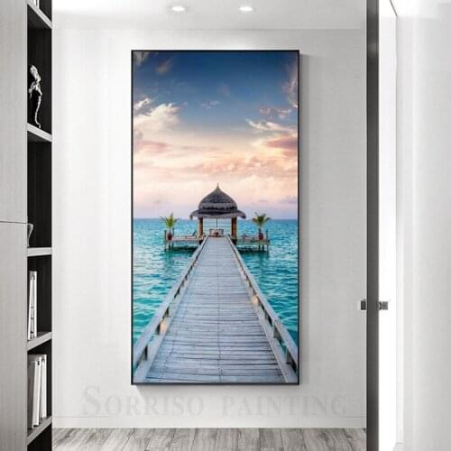 Modern Bridge Scenery On Sea Corridor Canvas Painting Wall Art Posters And Prints Pictures For Living Room Home Hallway Decor