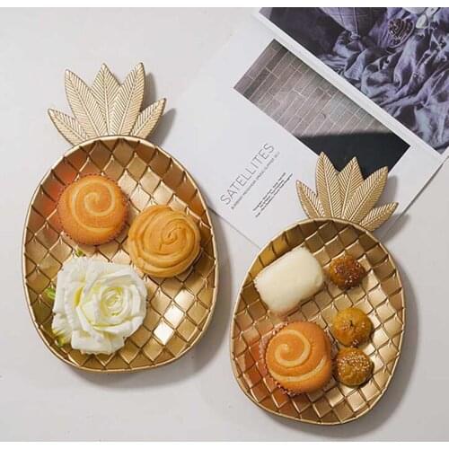 Ins Gold Leaves Dessert Cake Plate Tray Home Kitchen Decor Food Serving Platter Snacks Fruit Display Plate Dishes Bowl Stand Box