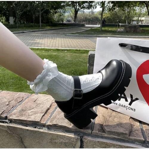 Women Shoes Japanese Style Lolita Shoes Women Vintage Soft High Heel Platform shoes College Student Mary Jane shoes white