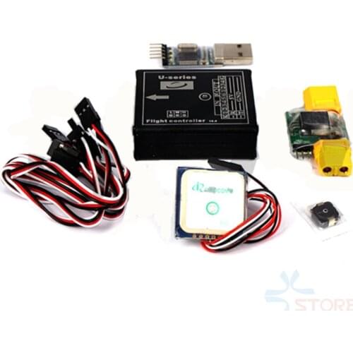 U22 Flight Control System Autopilot Mainboard + GPS + Current Meter + USB Upgrade Cable + Inductance + 6 Pairs Servo Cables