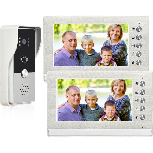 Wired Video Intercom System Video Entry Door Phone 2-Monitor Video Doorbell Door Phone support Unlock for Home Villa Apartment