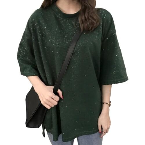 2019 spring and summer new black Casual Tops Tees women fashion Loose O-Neck T-shirt Streetwear Short sleeve T-shirt women