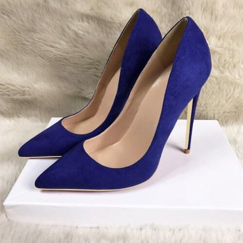 Dark Blue 12cm Women Pumps Pointed Toe Shallow Wedding Party Woman Shoes Extreme High Heels Stiletto RM006 CHENSIR9